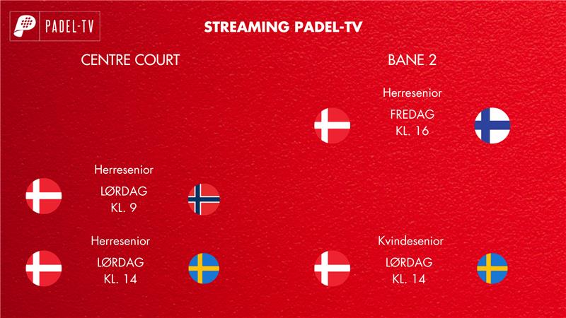 Streaming-plan for Nordiske Mesterskaber i padel