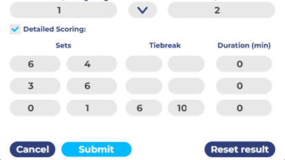 Registrering af match tirbreak i Rarnkedin